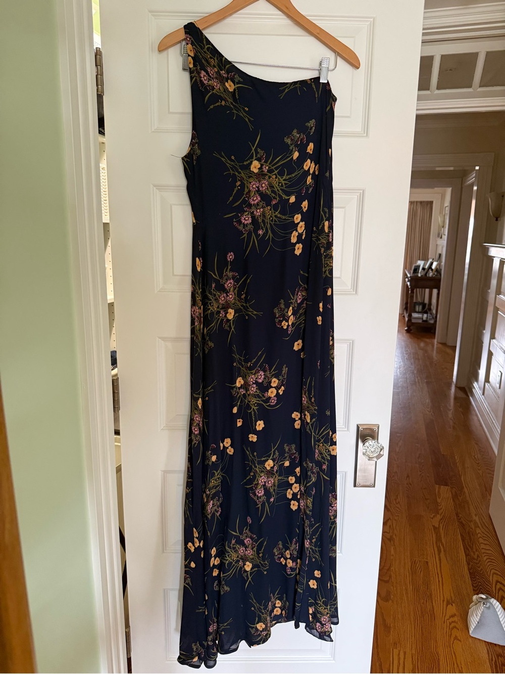 Reformation Navy Floral One Shoulder Gown - Picture 3 of 3